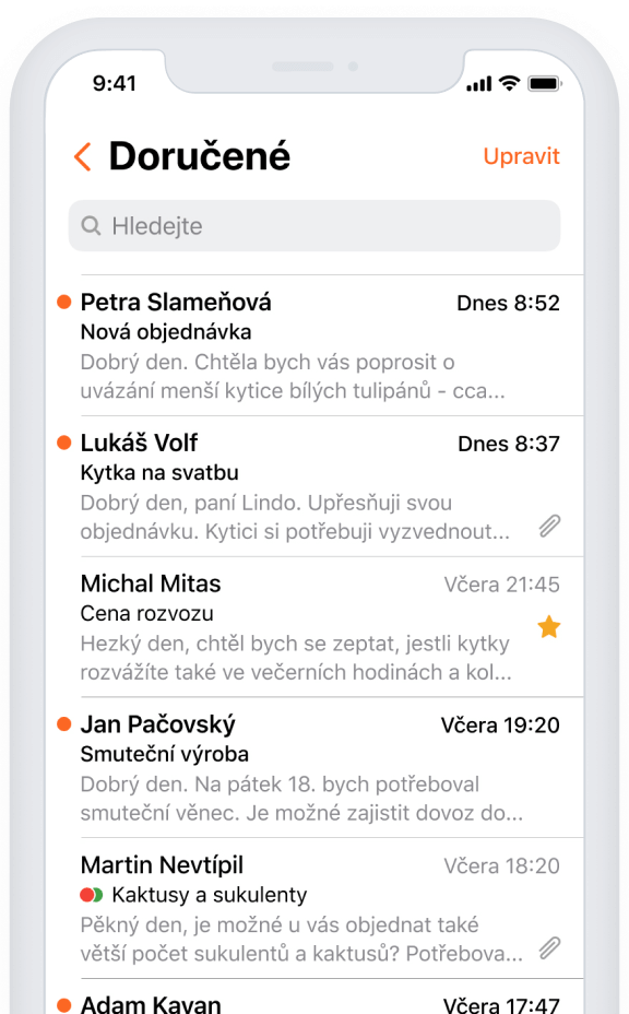 prostředí Seznam Emailu na mobilu